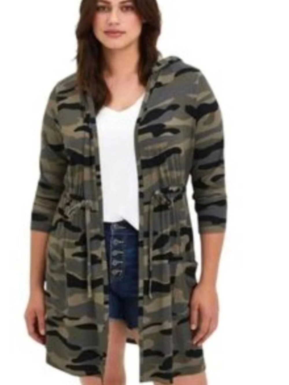 NWT Torrid Super Soft Camo Hooded Cardigan Jersey Knit Size 2X Boho Military